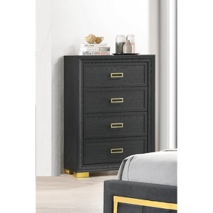 NicBex 2/4 Drawer Dresser for Bedroom,Modern Chest of Drawers with Gold Handles and Gold Legs for Living Room,Office,Entryway,Black - 1 of 4