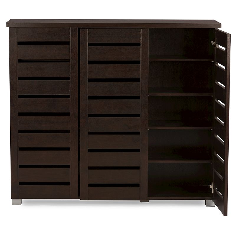 Adalwin Modern and Contemporary 3-Door Wooden Entryway Shoes Storage Cabinet - Dark Brown - Baxton Studio, 5 of 9