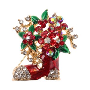 Unique Bargains Christmas Brooches YNCP3409 Christmas Stocking Alloy Dripping Wax Red 1.46"x1.38" 1 Pc - 1 of 4