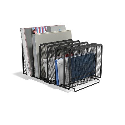 Matte Black Metal Mesh 7-Compartment Document Sorter