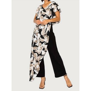 Women's Printed Jumpsuit With Chiffon Overlay - LAST TANGO - 1 of 4