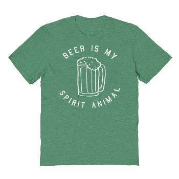 Rerun Island Men's Beer Is My Spirit Animal Short Sleeve Graphic Cotton T-Shirt