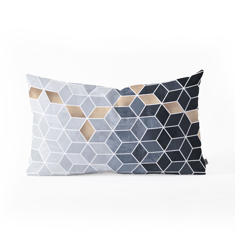 Elisabeth Fredriksson Soft Blue Gradient Cubes Lumbar Throw Pillow Black/Gold - Deny Designs, 1 of 4
