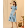 Allegra K Women's Summer Peasant Smocked Short Sleeve Midi Tiered A-Line Dress - 4 of 4