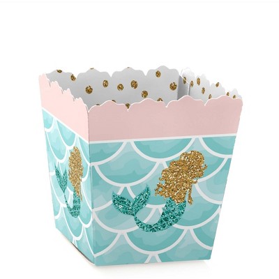 Big Dot of Happiness Let's Be Mermaids - Party Mini Favor Boxes - Baby Shower or Birthday Party Treat Candy Boxes - Set of 12