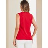 INSPIRE CHIC Women's Pleated V Neck Solid Work Sleeveless Blouse - 4 of 4
