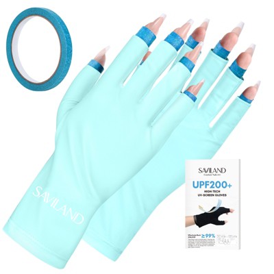 Saviland Pro 360° UV Defense System - UPF200+ Surgical Guard Gloves w/Tactical Tape for Gel Lamp Safety & Cuticle Repair. (Size: 1 Pair)