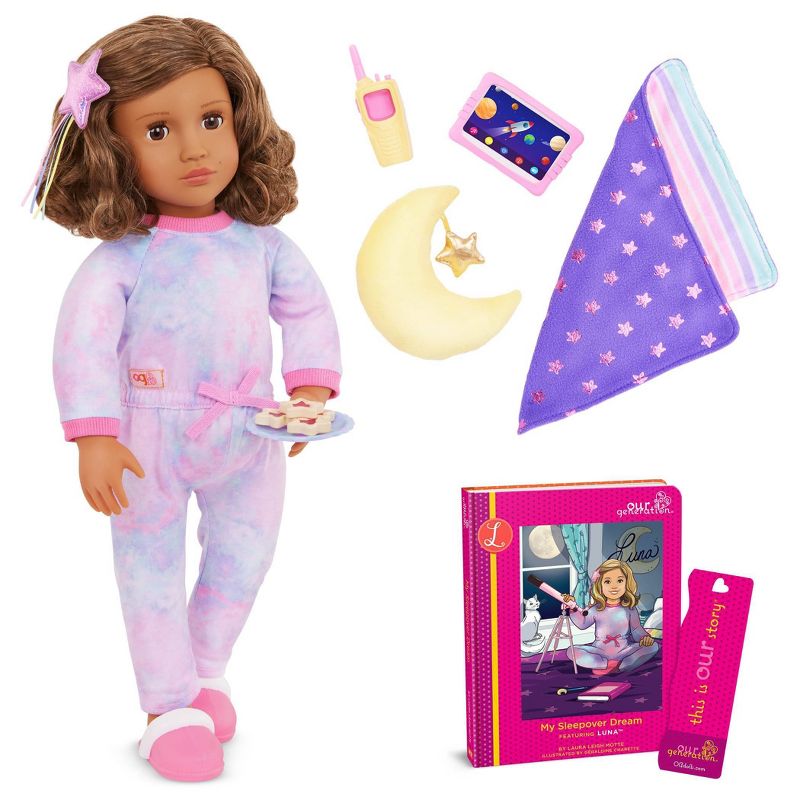 Our Generation Luna Posable 18&#34; Slumber Party Doll &#38; Storybook Set, 1 of 9