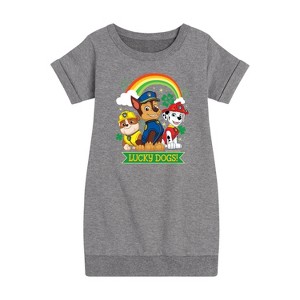 Girls' - Paw Patrol - Lucky Dogs Graphic Short Sleeve Fleece Dress - 1 of 4
