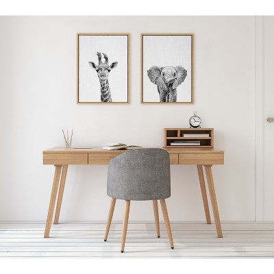 Set of 2 Baby Giraffe and Elephant Canvas Prints
