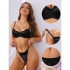 Allegra K Women's 2 Piece Adjustable Straps Push-up Floral Lace Bra and Underwear Sets - 3 of 4