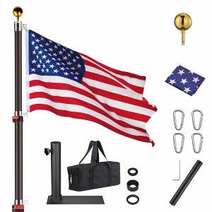 Yescom EZ GO 30ft Telescopic Flag Pole Kit Wheel Tire Mount Stand Upgrade Rotating Lock Outdoor Camper RV Tailgate Black - 1 of 4