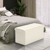 Aoibox Folding Leather Ottoman Bench with Storage, Rectangle Foot Stool Footrest Footstool Collapsible with Lid for Bedroom Living Room Beige - 2 of 4