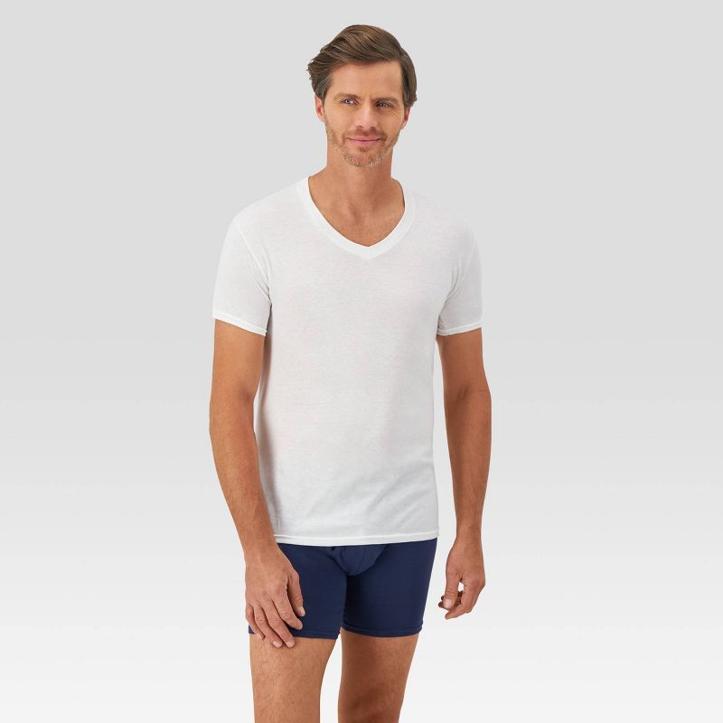 Hanes Premium Men's Slim Fit V-Neck T-Shirt 5pk - White, 3 of 7