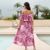 Women's Green & Orange Tropical Floral Off-Shoulder Flounce Bodice Maxi Dress - Cupshe - 3 of 4