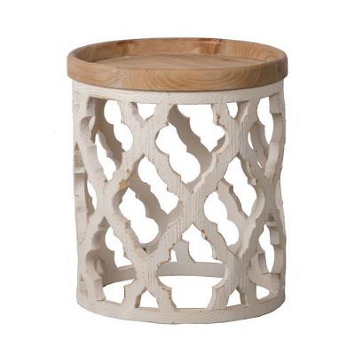 SYFERLORY 23" Large Distressed White Side Table