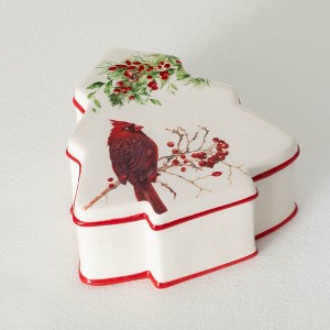8" Sullivans Christmas Cardinal Scene Tree Box, Multicolor, Indoor Christmas Decor - 1 of 4