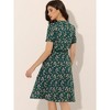INSPIRE CHIC Women's Peter Pan Collar Tie Neck Short Sleeve A-Line Elegant Belted Floral Dress - 4 of 4