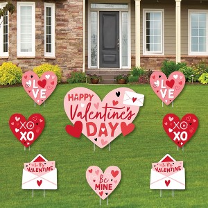 Big Dot of Happiness Happy Valentine's Day - Yard Sign and Outdoor Lawn Decorations - Valentine Hearts Party Yard Signs - Set of 8 - 1 of 4