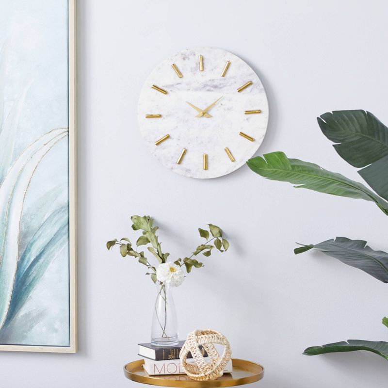 Marble Wall Clock with Gold Accents White - CosmoLiving by Cosmopolitan, 2 of 7