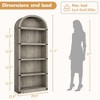 71" Tall Arched Bookshelf, 5 Tier Wooden Bookcase with Open Shelves, Freestanding Display Storage Cabinet for Living Room Home Office - 3 of 4