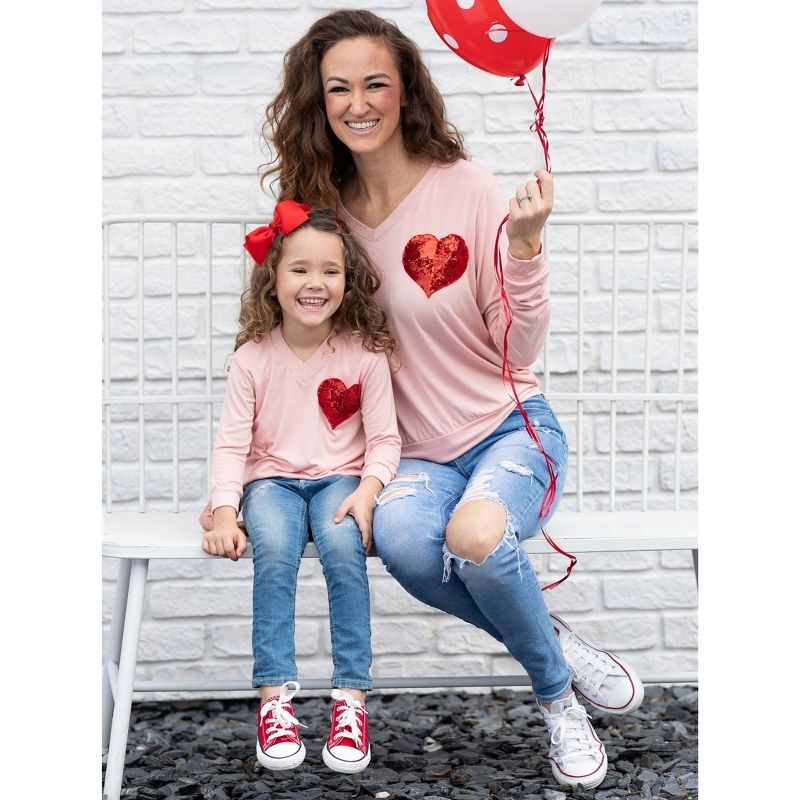 Girls Mommy And Me Shining Heart Pink Top - Mia Belle Girls, 3 of 6