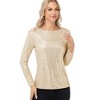 Anna-Kaci Women's Long Sleeve Sequin Top with Crew Neck and Fitted Silhouette - 3 of 4