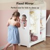 Racxily Kids Dress Up Storage with Mirror and Hooks, Wooden Dress Up Clothes Rack with Hanging Rod, 3 Side Hooks, Storage Shelves and Top Shelf - 3 of 4