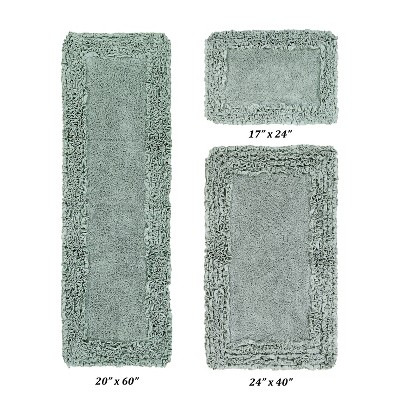 Shaggy Border Collection 3-Piece Bath Rug Set 100% Cotton Tufted Weave Ruffle Border Pattern Bathroom Rug for Machine Washable Bathmat