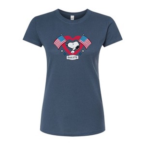 Women's - Peanuts - Snoopy Since 1776 Flag Heart Fitted Graphic T-Shirt - 1 of 3