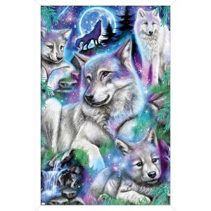 Trends International Sheena Pike - Daydream Galaxy Wolves Framed Wall Poster Prints - 1 of 4