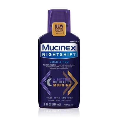 Mucinex Night Shift Cold & Flu Liquid - 6 fl oz