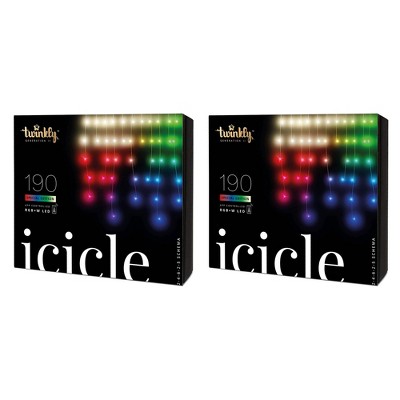 Twinkly TWI190SPP-TUS 190 LED RGB Multicolor & White 16 by 2 Feet Icicle Lights, WiFi Controlled, Decorative Christmas Lights for Home (Set of 2)