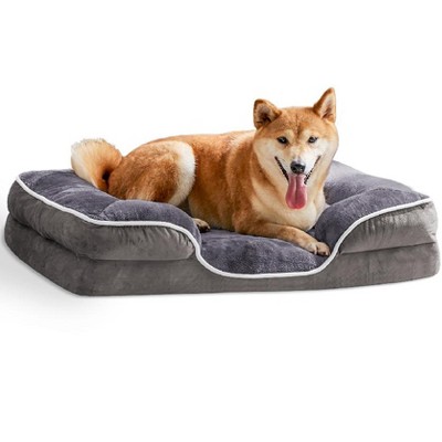 DOMETOUR Memory Foam Pet Bed for Small Dogs & Cats with Washable Removable Cover Non-Slip Base Waterproof Liner Gray