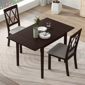Merax 3-Piece Extendable Drop Leaf Dining Set with Upholstered Chairs - 1 of 4