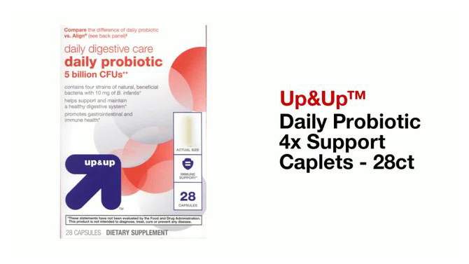 Daily Probiotic 4x Support Caplets - 28ct - up &#38; up&#8482;, 2 of 5, play video