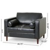 44.75" Faux Leather Sophisticated Club Chair with Comfortable Seating and Birch Wood Legs in Finish - 4 of 4