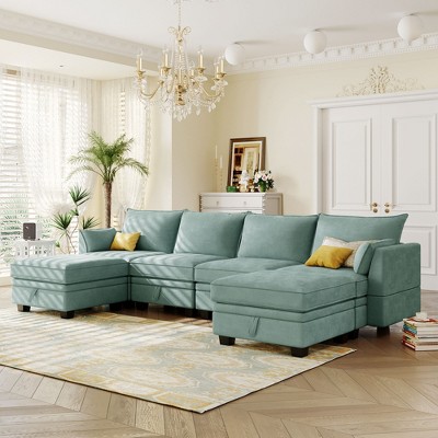 Modern U-shaped Sectional Sofa With Folding And Storage - Modernluxe ...