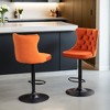 Swivel Bar Stools Set of 2, Upholstered Bar Stools with Nailheads Trim and Velvet Tufted Back, Adjustable Counter Height Bar Stools - Leovsnove - 2 of 4