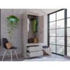 Armoire, Double Door Cabinet, Two Drawers, Metal Handles, Rod, Light Gray - 2 of 4