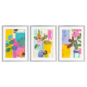 Stupell Industries Drifting Bloom Botanicals 3pc Framed Print Under Glass Set - 1 of 4
