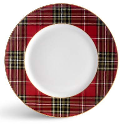 Wexford Red Plaid Holiday Porcelain Dinnerware Set, 12-Piece