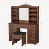 Makeup Vanity Desk with Mirror and LED Lights – Vanity Table with Chair, 10 Drawers, 8 Storage Shelves and Power Outlet for Bedroom and Powder Room - 2 of 4