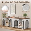 71 Inch Double Dog Crate Furniture with Divider, Wooden TV Stand Kennel for 2 Large Medium Dogs, Includes Cushion in White and Brown - 4 of 4