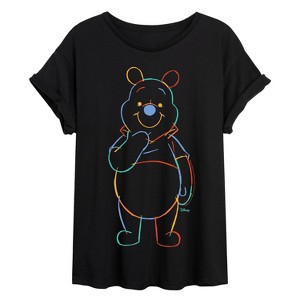 Women's - Winnie The Pooh - Colorful Sketch Oversized Graphic T-Shirt - 1 of 4