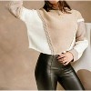 Women's Neutral Colorblock Braided Sweater - Cloud Ten - 3 of 3