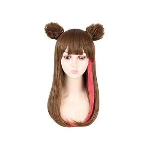 Unique Bargains Women's Wigs 20" Brown Pink with Wig Cap - 1 of 4