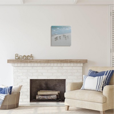 Sandpipers on Sandy Beach Coastal Canvas Print, 17 x 17