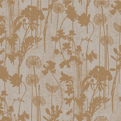 Tempaper Distressed Floral Self Adhesive Removable Wallpaper Gray/Copper