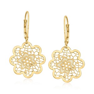 Ross-Simons Italian 14kt Yellow Gold Floral Lace Flower Drop Earrings - 1 of 3